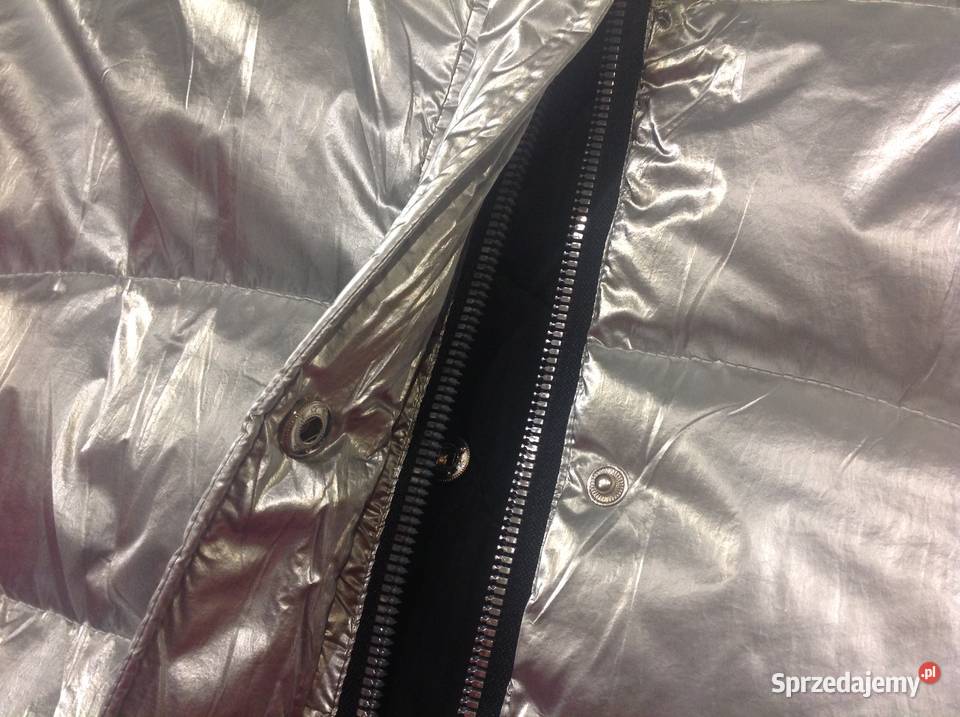 Kurtka Płaszcz Dwustronny Damski r L Srebrna