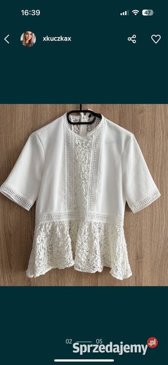 elegancka bluzka ecru z baskinką r S ZARA Kalisz