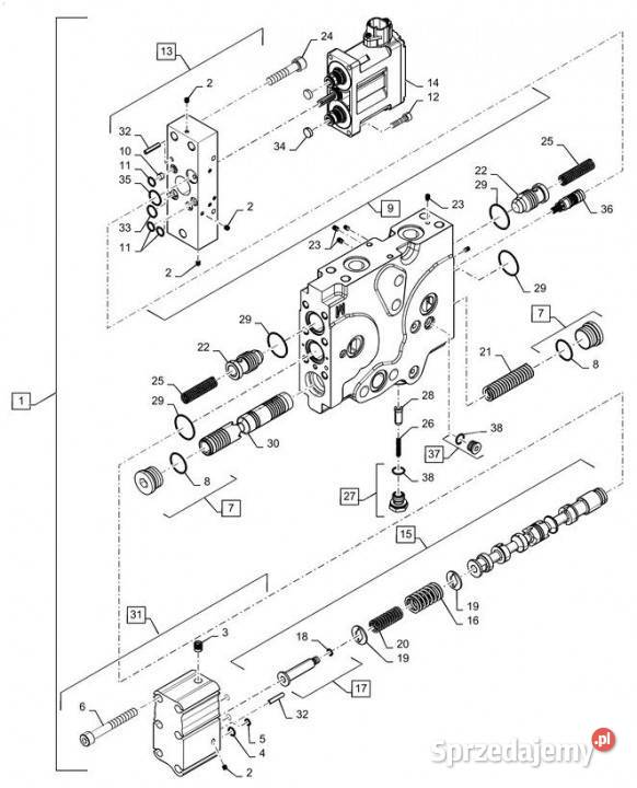 Holland T6090 T6070 Sekcja zaworu 47735821 Pozostałe Jastrzębniki sprzedam