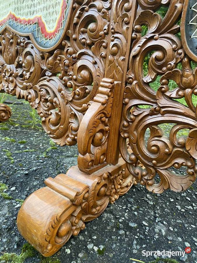 Antyk Piękny ogromny oryginalny parawan Rękodzieło Bystrzyca Kłodzka