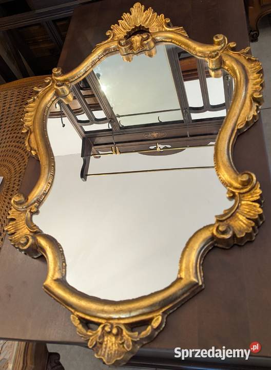 Piękne włoskie drewniane złocone lustro Dąbrowa Górnicza
