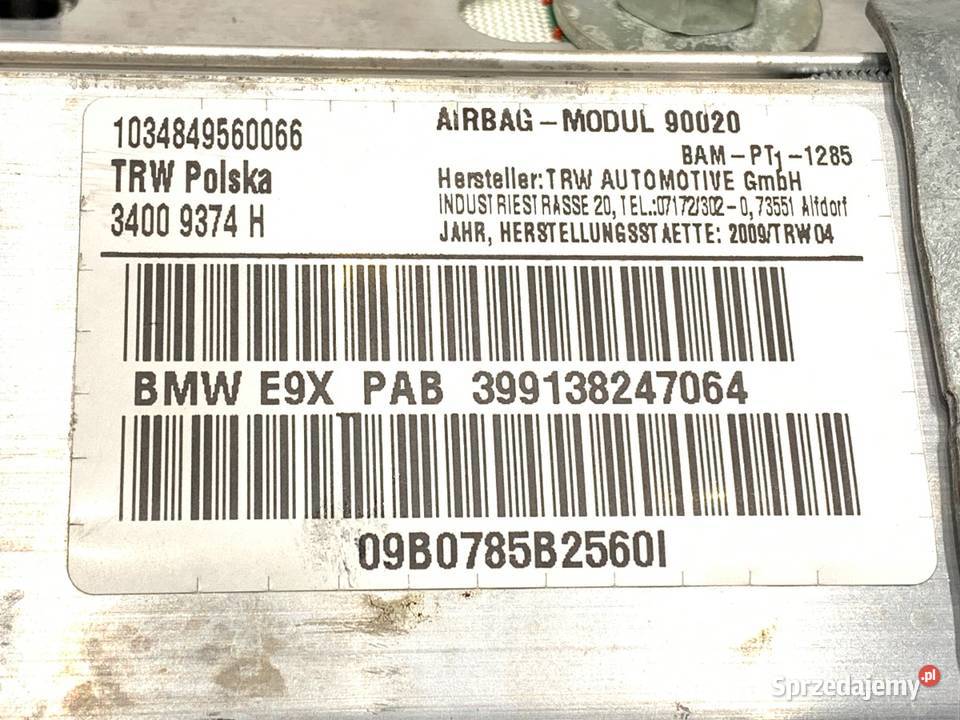 PODUSZKA POWIETRZNA PASAŻERA BMW E92 0513 AIRBAG