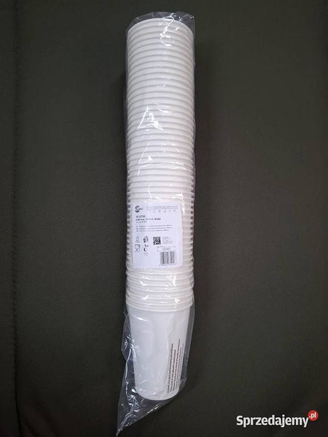 Kubek biały papierowy 300 ml 80 mm 50 sztuk nowe Łomża