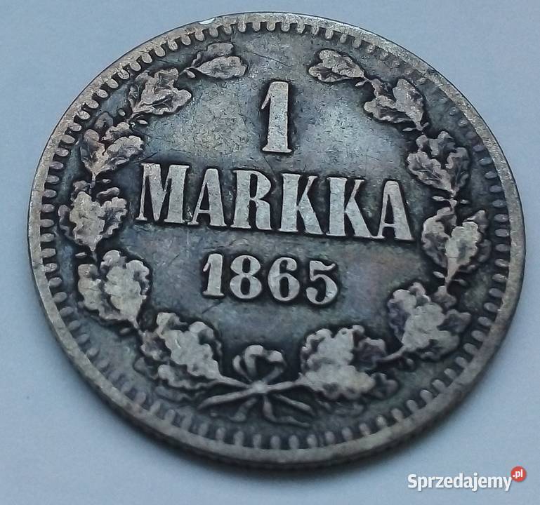 FINLANDIA1 MARKKA1865 rS SREBRO 08680 ZABÓR Kolekcje Legionowo