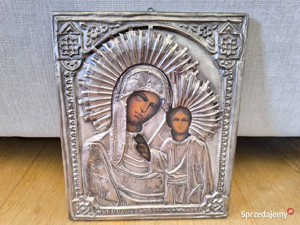 Piękna stara ikona z wizerunkiem Matki boskiej łódzkie Łódź