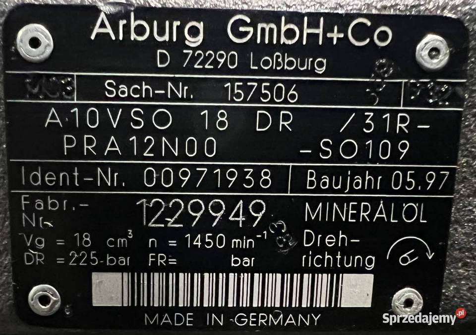 Rexroth A10VSO 18 DR 31RPRA12N00SO109 R910971938 Poznań