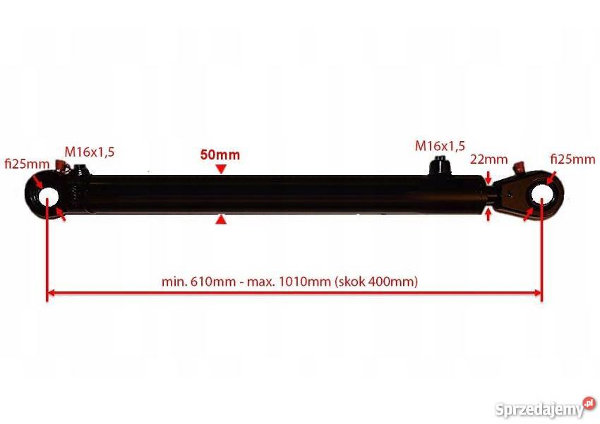 Siłownik Hydrauliczny 40x22 Skok 400 Mocowania