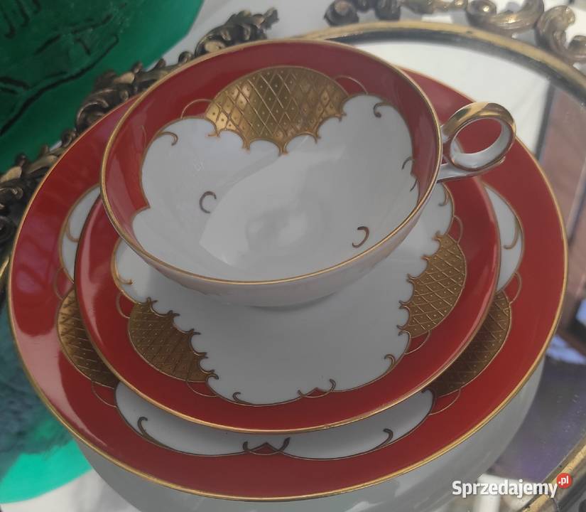 Schaubach Kunst Wallendorf Goldrelief ANTYK Porcelana i szkło Antyki, Sztuka, Kolekcje Pabianice