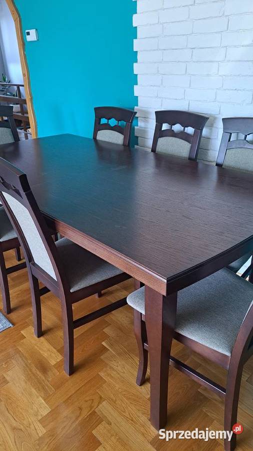Stół drewniany 8 krzeseł 90cm Gołkowice