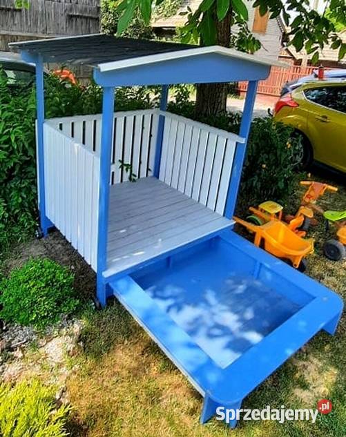 Piaskownica drewniana z domkiem ogrodowy domek świętokrzyskie