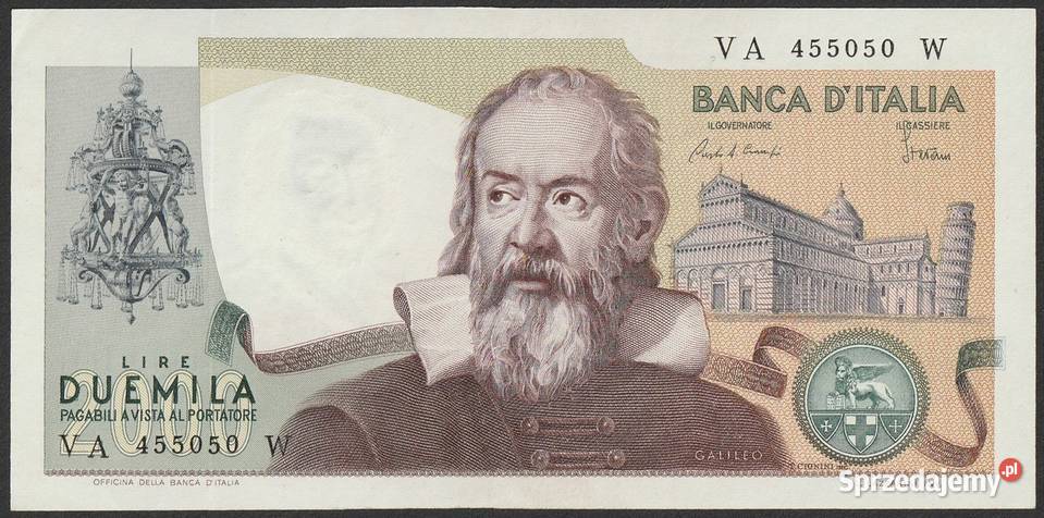 WŁOCHY 2000 LIRÓW 1983 GALILEUSZ STAN BANKOWY Łódź