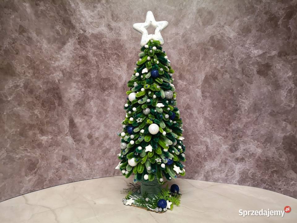 Choinka świąteczna biało niebieskarękodzieło LED świętokrzyskie Kielce sprzedam