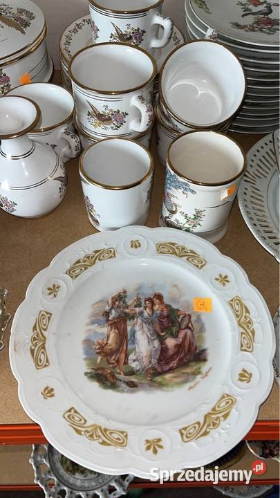 Patera z ręcznie malowaną scenką Nimfy Alegoria pomorskie Gdańsk