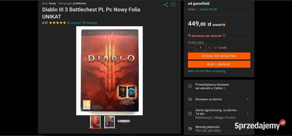DIABLO III BATTLE CHEST z Dodatkiem okazja Szprotawa
