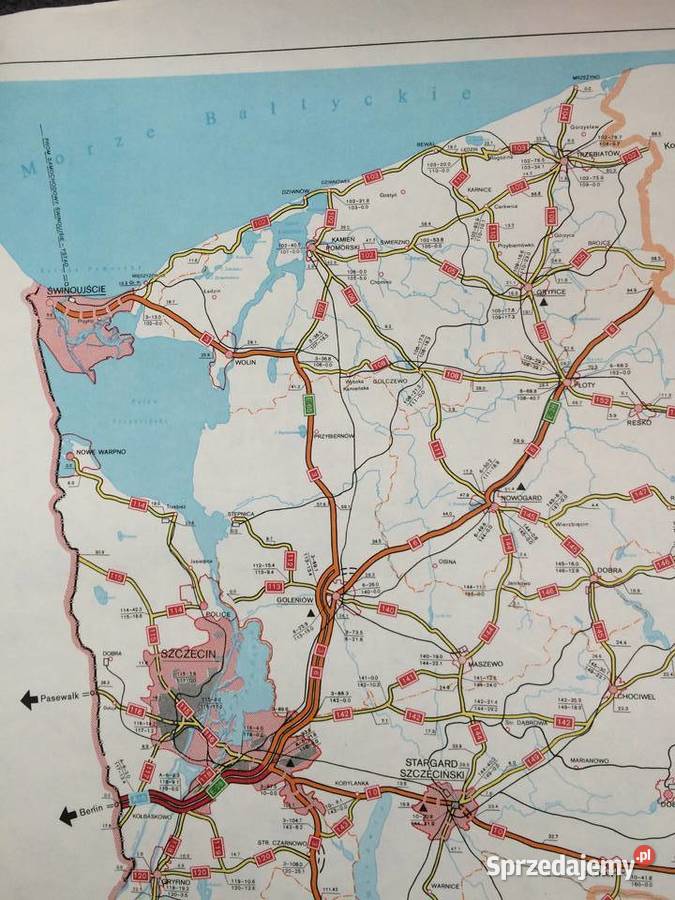 2537 Mapa Sieci Dróg Krajowych Woj Koszalinskie zachodniopomorskie Szczecin