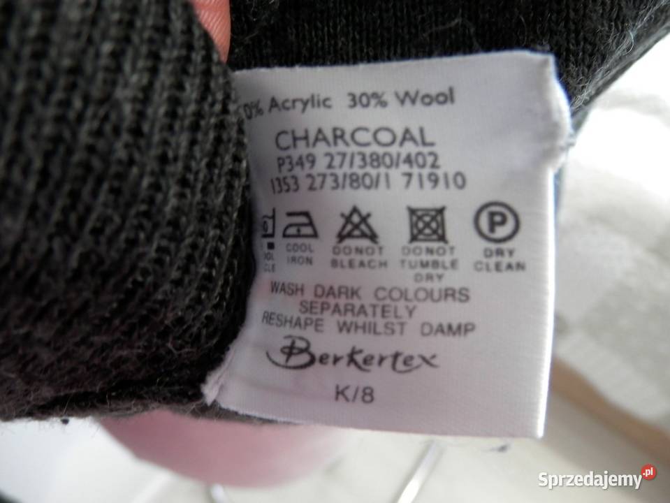 Sweter z Golfem Wełniany Ciemnoszary Berkertex szary/srebrny Łomża
