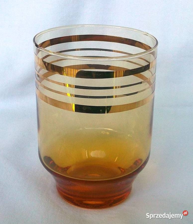 szklanki brązowe ze złoceniami PRL podlaskie