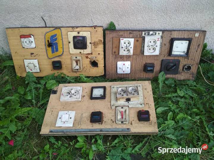 Zestaw 3 tablic sterujących PRL panel automatyka Kościan
