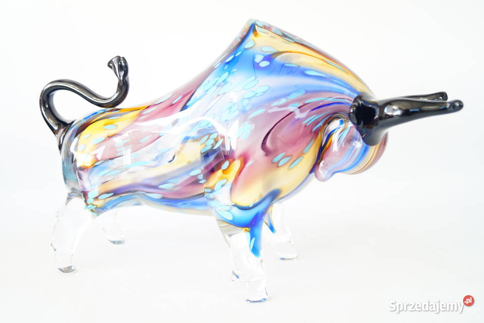 Byk z Wall Street szklana figura Murano style Antyki, Sztuka, Kolekcje Gizałki