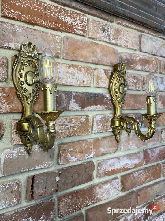 Para Francuskich kinkietów 4 mosiądz Antyk Poznań