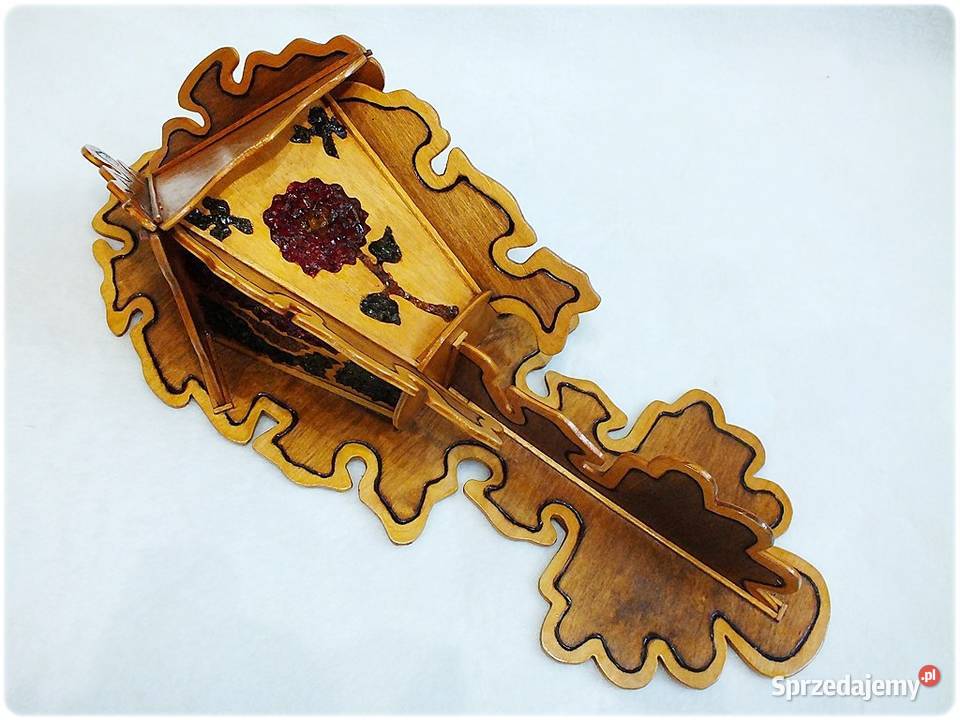 Stara Lampka drewniana śliczne kolorowe witraże Żary