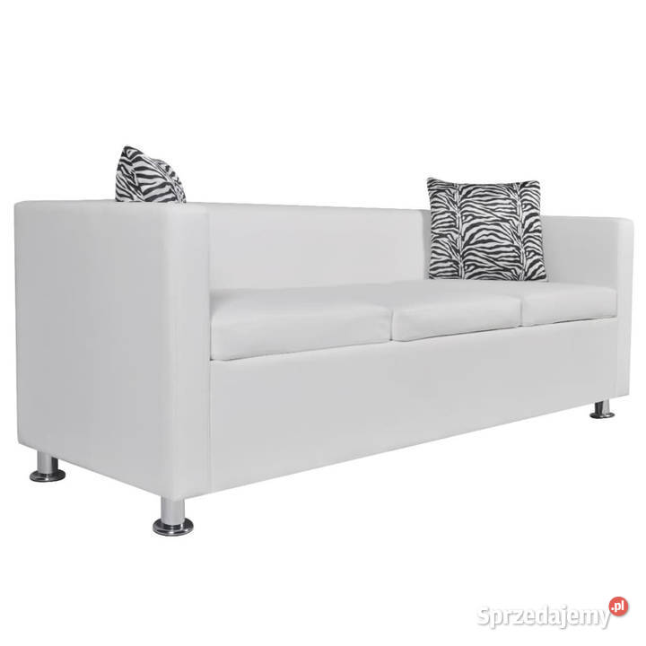 Sofa 3osobowa ze skóry syntetycznej biała Warszawa