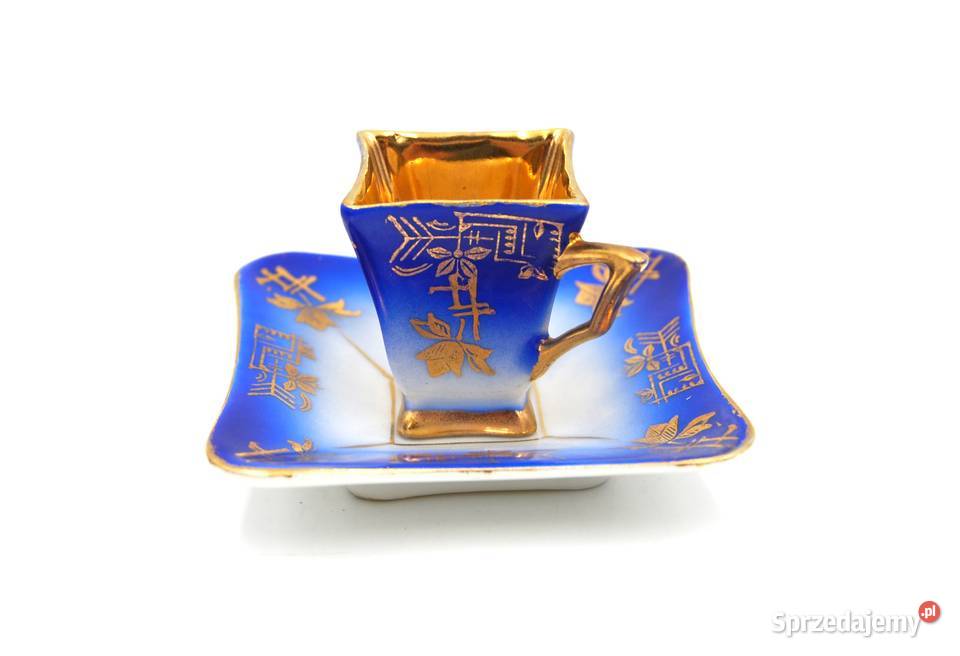 Piękny porcelanowy pozłacany zestaw do mokki Poznań