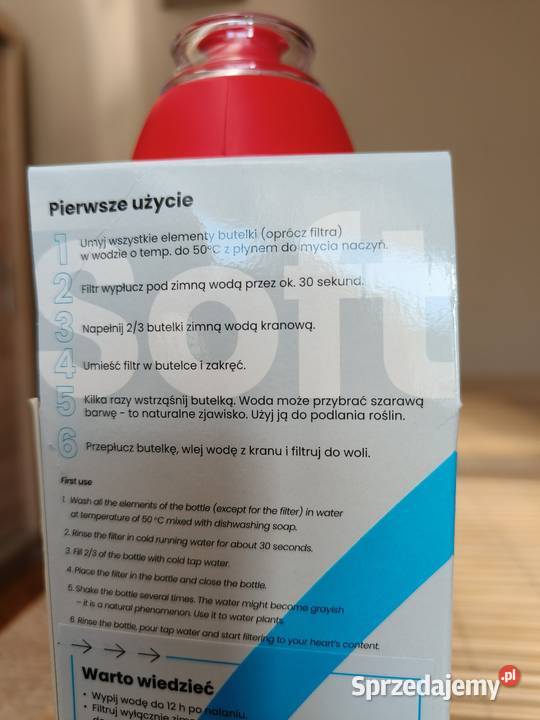 Butelka filtrująca z filtrem kokosowym 500 ml Zawory