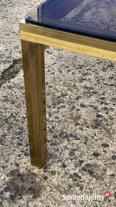 Złoty mosiężny stolik kawowy ława z dymionym Meble Gryfice