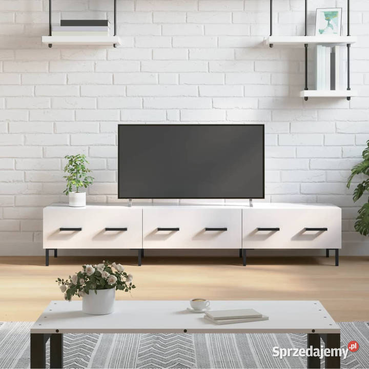 Szafka pod TV wysoki połysk biała 150x36x30 RTV