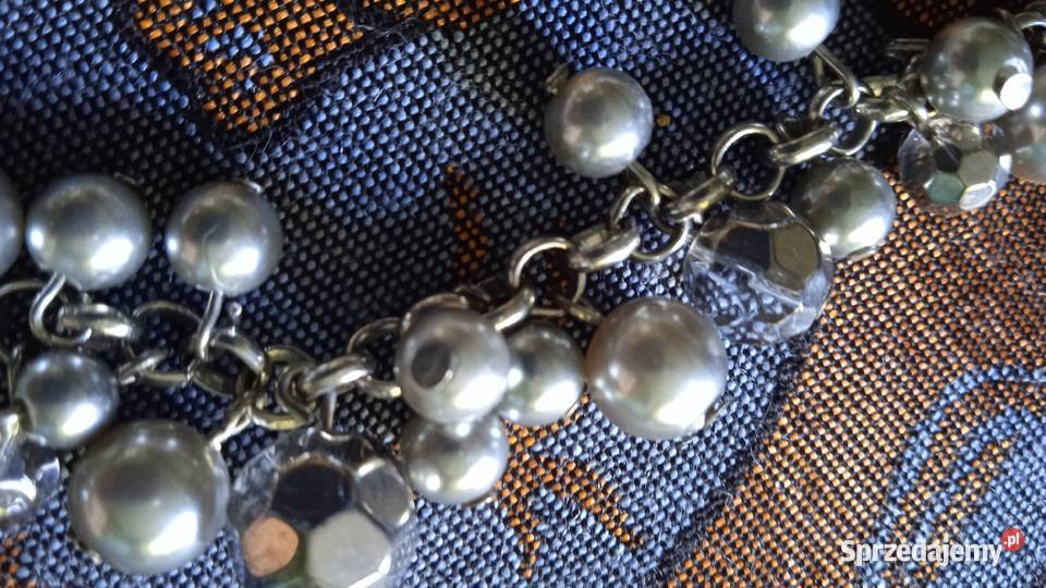 DŁUGI SREBRZONY ŁAŃCUSZEK Z KORALIKAMI Naszyjniki Biżuteria dla Pań Piła