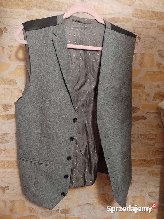 L Szara kamizelka garniturowa z Londynu NOWA Moda i Styl