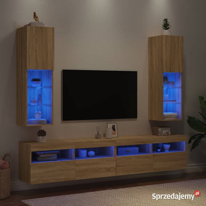 Szafki TV z LED 2 dąb sonoma 305x30x102 WM837020 mazowieckie sprzedam