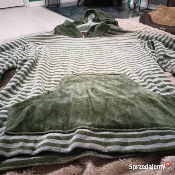 Welurowa bluza z kapturem w paski vintage Y2K Rozmiar 38(M) wielkopolskie Bralin