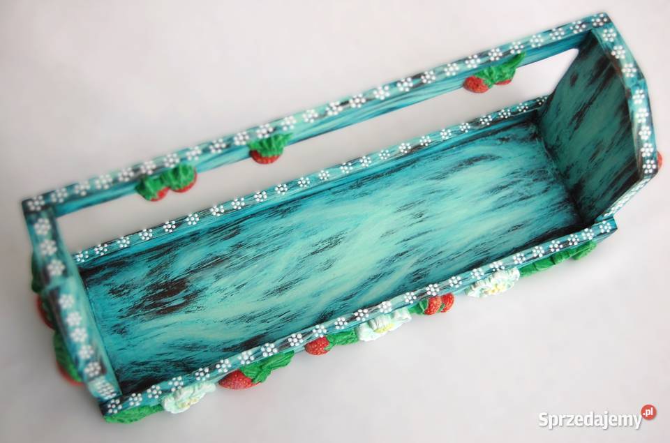 Drewniana półka na przyprawy ręcznie malowana Lublin