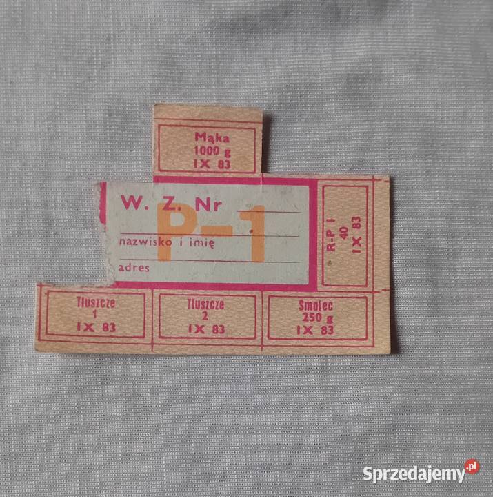 Kartka zaopatrzeniowa P1 wrzesień 1983 Oryginał Koźminek