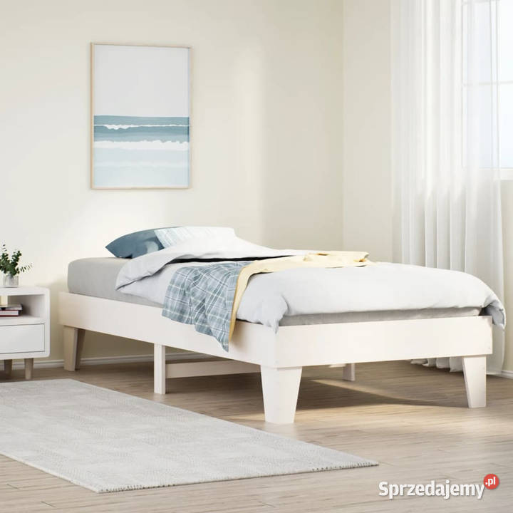 Rama łóżka bez materaca biała lite drewno 103cm Łóżka