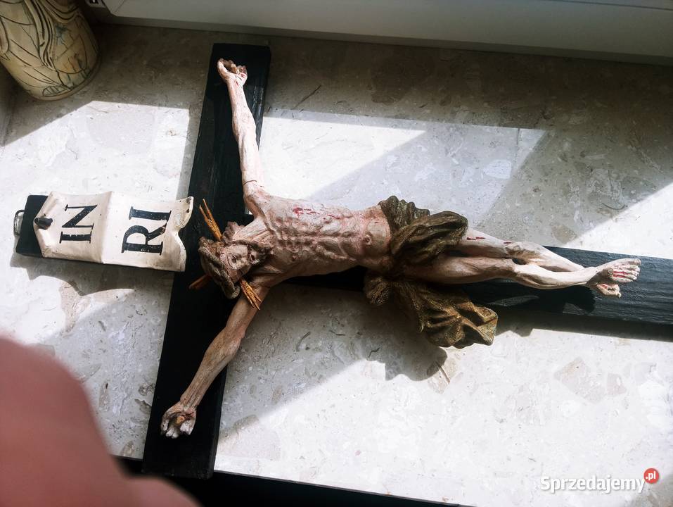 Krucyfiks Jezus na Krzyżu Drewno 18 w Antyki, Sztuka, Kolekcje lubuskie Nowa Sól sprzedam