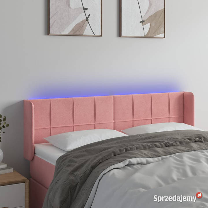 Zagłówek do łóżka z LED różowy 147x16x7888 mazowieckie Warszawa