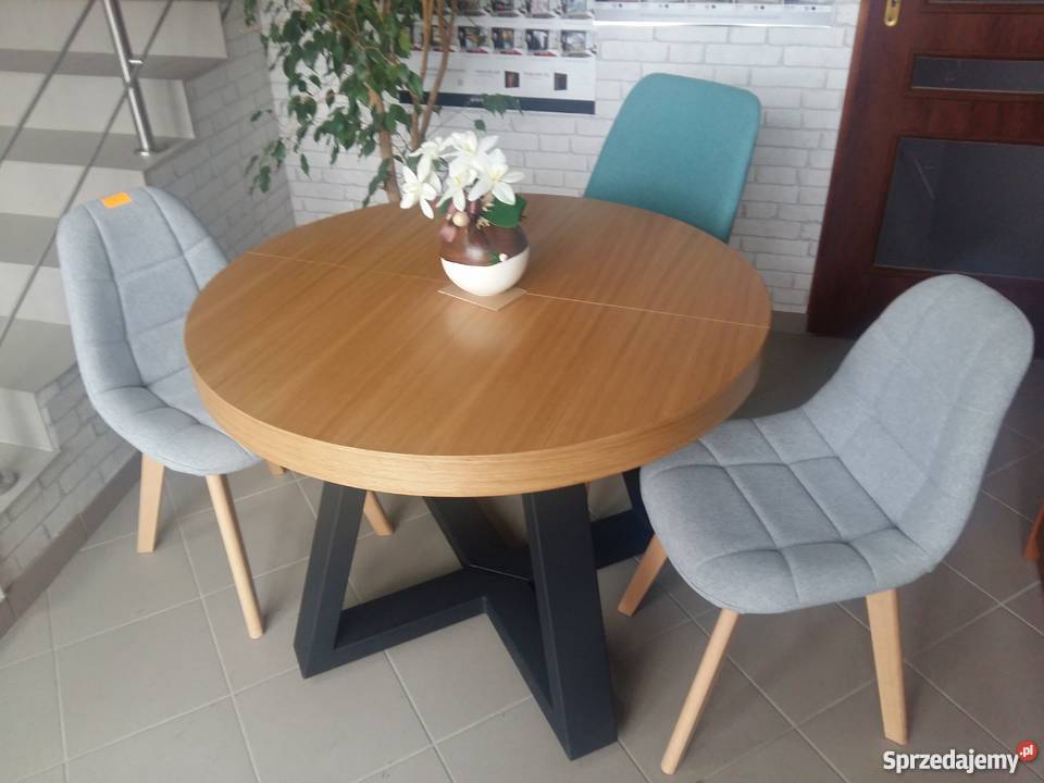Stół okrągły dębowy LOFT loftowy lite drewno 90cm podkarpackie Jasionów sprzedam