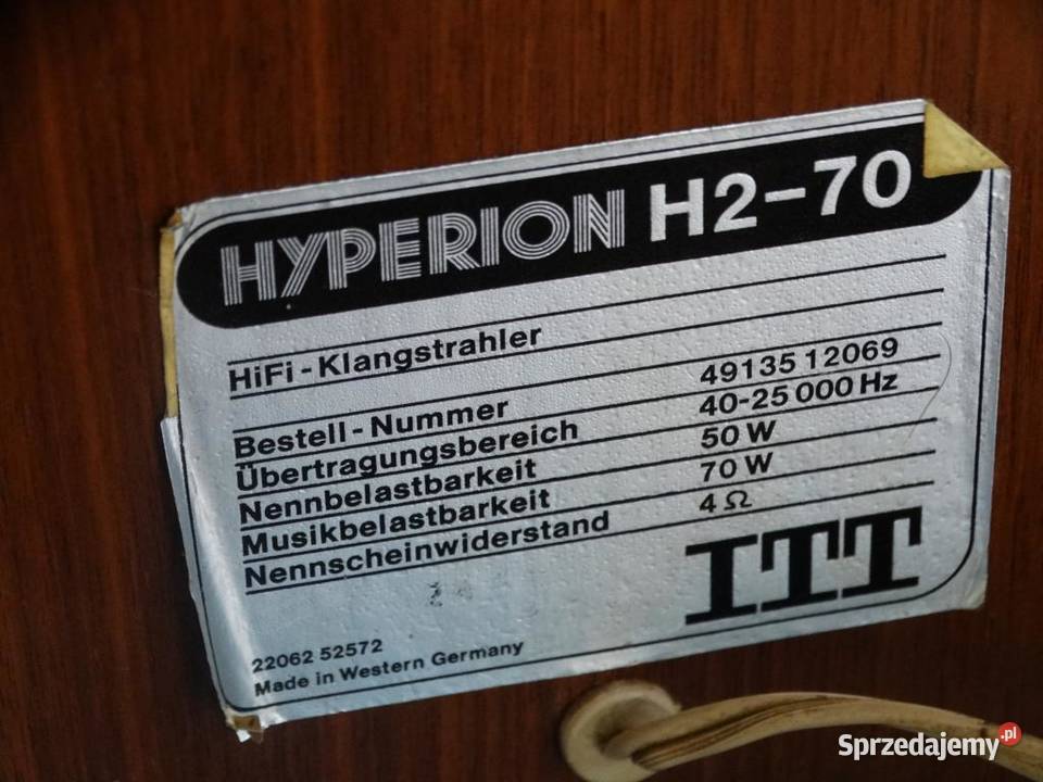 Audiofilskie kolumny ITT Hyperion H270 Vintage podkarpackie Jasło