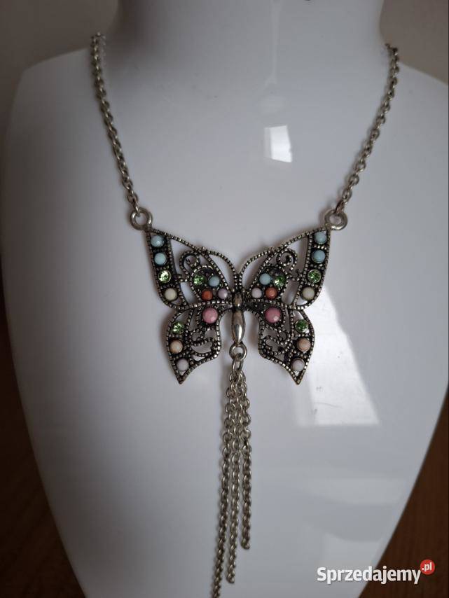 Niesamowity srebrny naszyjnik z motylem na lato Lublin