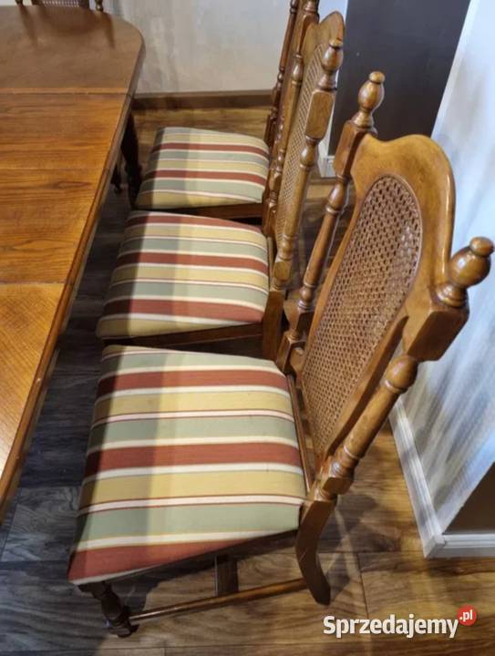 Stół Dębowy rozkładany Krzesła 100cm