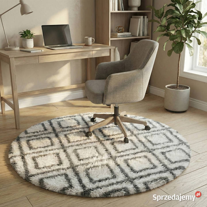 Dywan okrągły do salonu shaggy DECOR