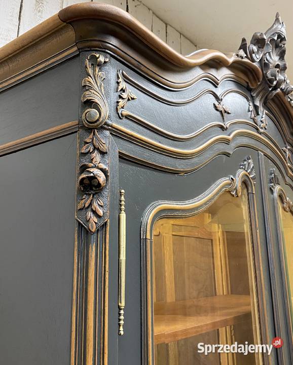 BIBLIOTEKA witryna antracyt Louis XV Francja Kredensy i witryny Poznań