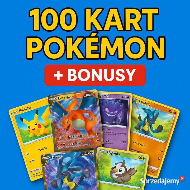Bulk Zestaw 100 Oryginalnych kart Pokemon MEGA sprzedam
