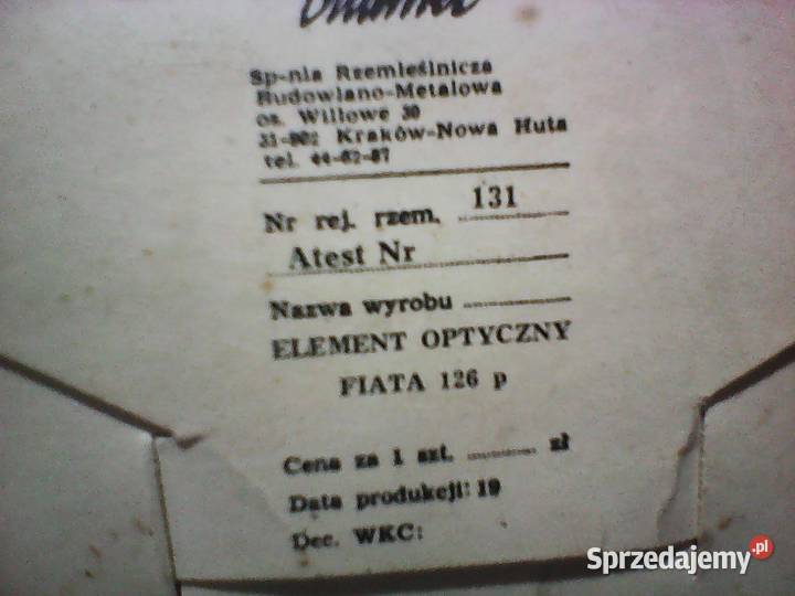 LAMPY PRZEDNIE FIAT 126p RYGINAŁ Fabrycznie nowe osobowe Rogoźnik sprzedam