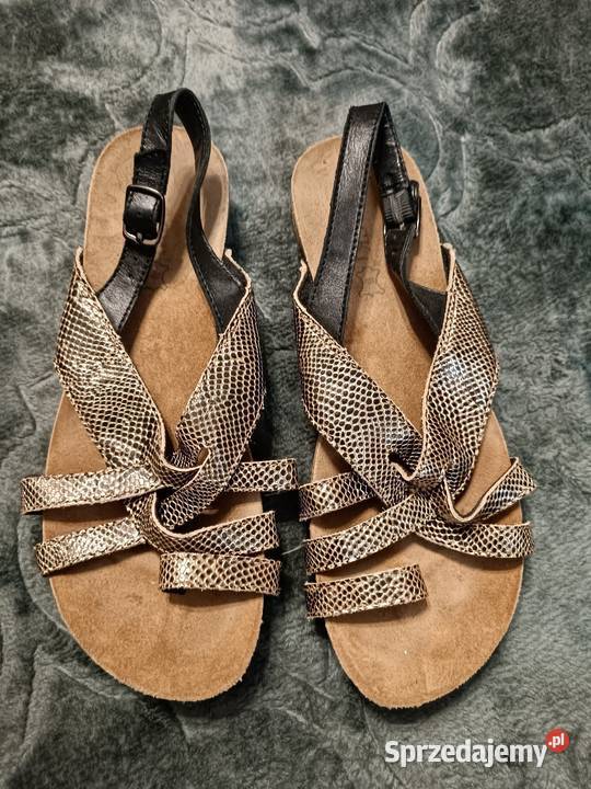 Sandały r 36 złote wężowy wzór śląskie Katowice