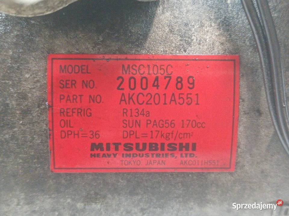 SPRĘŻARKA KLIMATYZACJI MSC105C 28 D Mitsubishi Kompresory klimatyzacji
