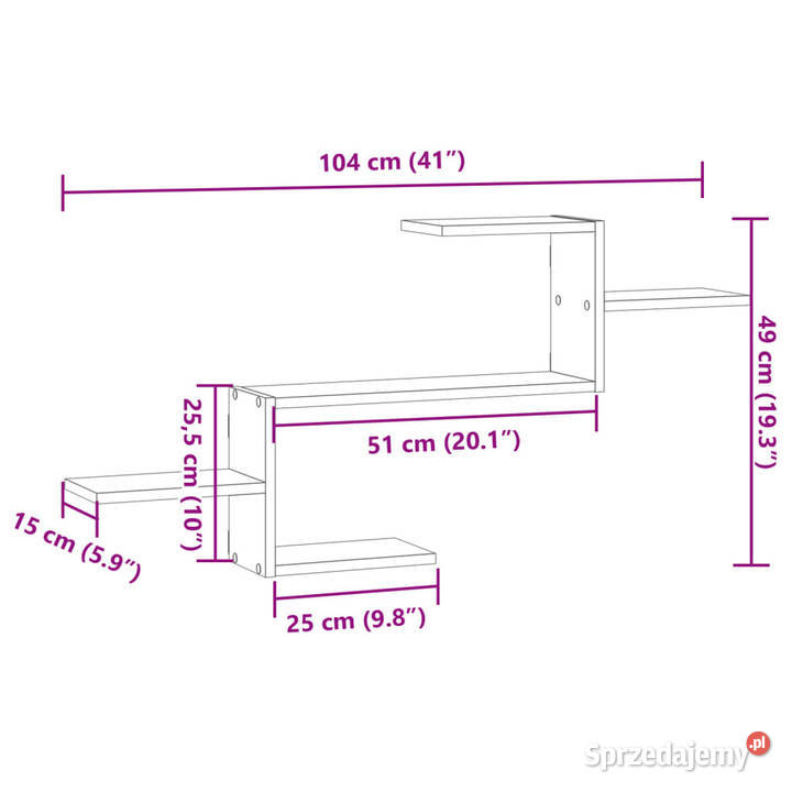 Półka wisząca szarość betonu 104x15x49 WM853203 Warszawa sprzedam